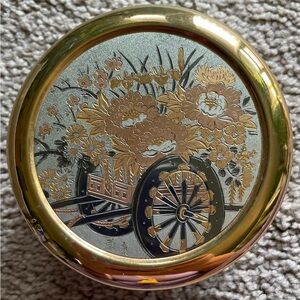 3”-diameter, 1.5”-tall The Art of Chokin Trinket Porcelain Box